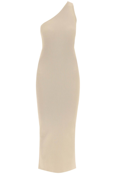 Shop Totême Toteme One-shoulder Maxi Dress In Ribbed Knit Women In Cream