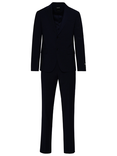 Shop Zegna Man  Drop 8 Suit In Blue Wool Blend