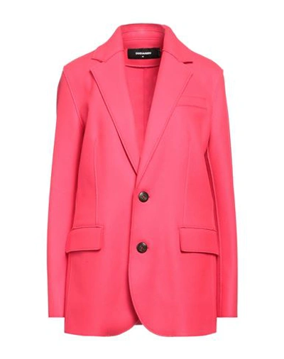 Shop Dsquared2 Woman Blazer Fuchsia Size 2 Virgin Wool, Polyamide, Elastane In Pink