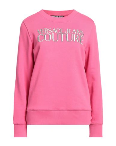 Shop Versace Jeans Couture Woman Sweatshirt Fuchsia Size M Cotton, Elastane In Pink