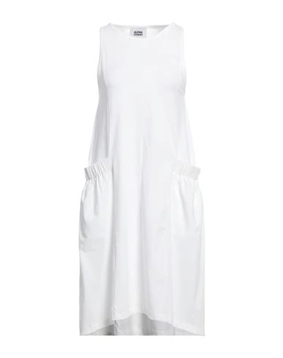 Shop Alpha Studio Woman Mini Dress White Size 2 Cotton, Elastane