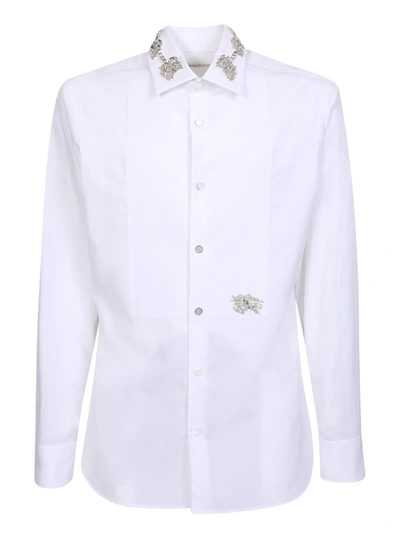 Shop Burberry Formal Shirt With Crystal Applications In White