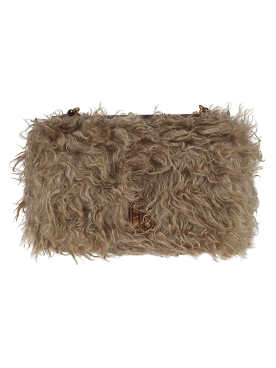 Shop Burberry Furred Shoulder Bag In Camel