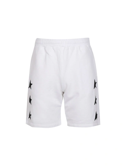 Shop Golden Goose Diego Star Collection Bermuda With Contrasting Stars In Vintage White/black