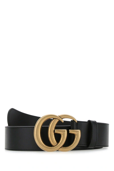 Shop Gucci Black Leather Belt In Default Title