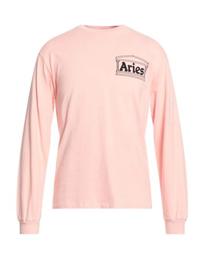 Shop Aries Man T-shirt Light Pink Size S Cotton