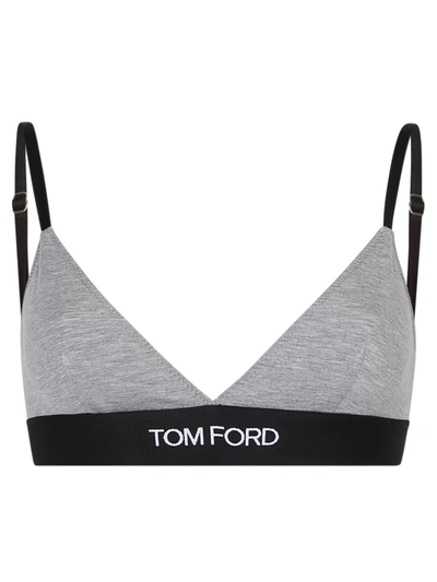 Shop Tom Ford Logo-underband Grey Bra