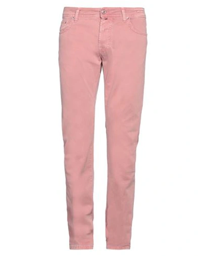 Shop Jacob Cohёn Man Pants Pastel Pink Size 32 Cotton, Elastane