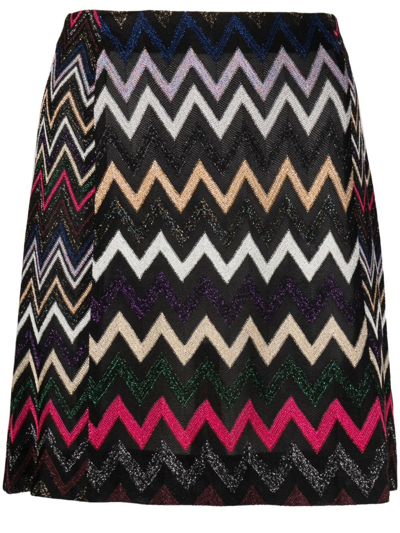 Shop Missoni Black Zigzag Crochet Knit Skirt