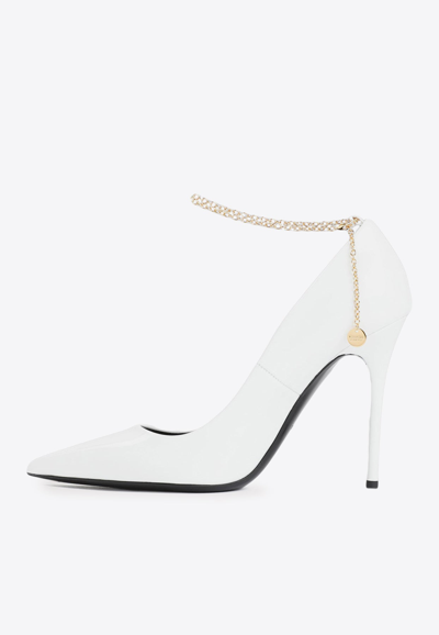 Shop Tom Ford Chain 110 Calf Leather Pumps In White
