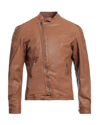 Shop Masterpelle Man Jacket Camel Size Xxl Soft Leather In Beige