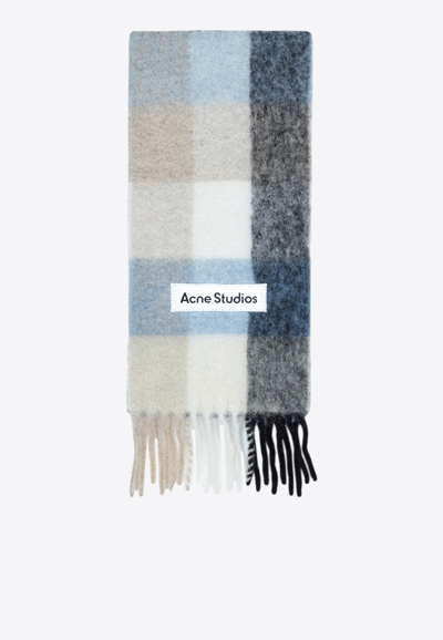 Shop Acne Studios Check Pattern Alpaca And Wool Scarf In Multicolor