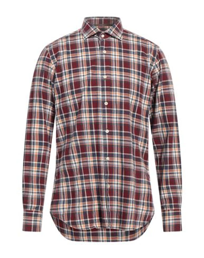Tintoria Mattei 954 Man Shirt Brick Red Size 17 Cotton In Red