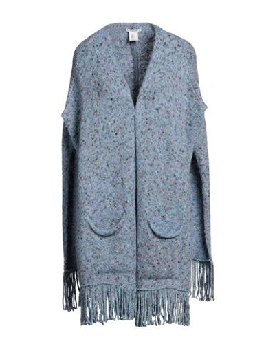 Shop Kangra Woman Cape Light Blue Size M Cotton, Alpaca Wool, Polyamide, Polyester