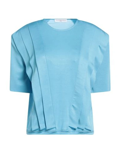 Shop Maria Vittoria Paolillo Mvp Woman T-shirt Azure Size 6 Acetate, Elastane In Blue