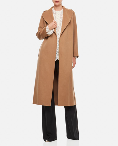 Shop 's Max Mara Poldo Wool Belted Coat In Brown