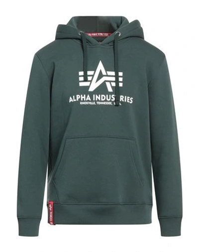 Shop Alpha Industries Man Sweatshirt Deep Jade Size M Cotton, Polyester In Green