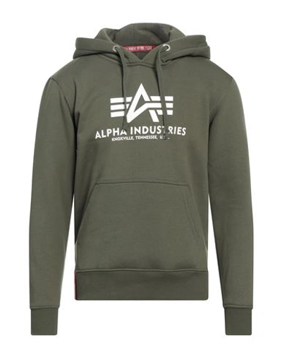 Shop Alpha Industries Man Sweatshirt Dark Green Size L Cotton, Polyester