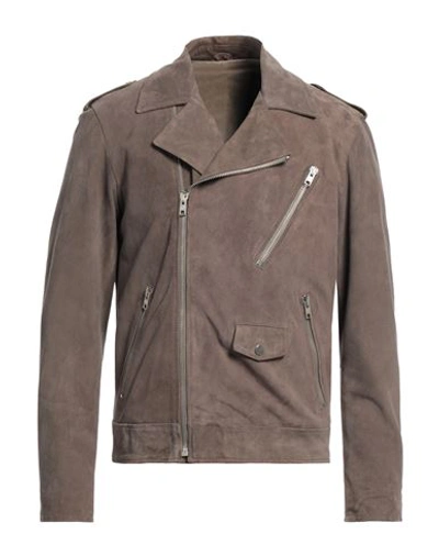 Shop Dfour Man Jacket Dove Grey Size 40 Soft Leather