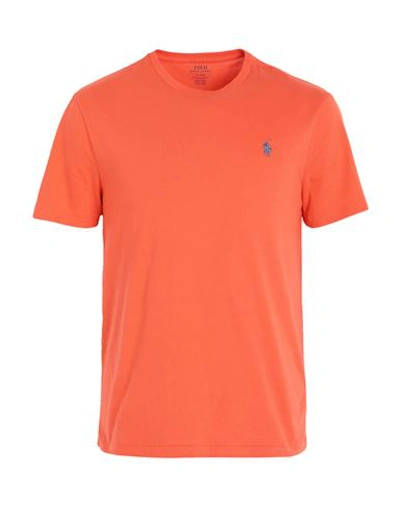 Shop Polo Ralph Lauren Custom Slim Fit Jersey Crewneck T-shirt Man T-shirt Orange Size L Cotton