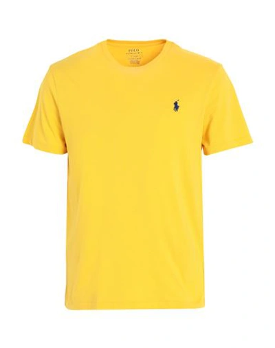 Shop Polo Ralph Lauren Custom Slim Fit Jersey Crewneck T-shirt Man T-shirt Yellow Size L Cotton