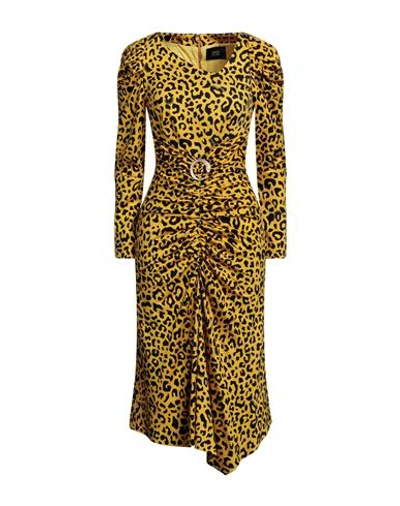 Shop Cavalli Class Woman Midi Dress Yellow Size 6 Viscose, Elastane