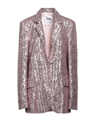 Msgm Woman Suit Jacket Pink Size 8 Polyester In Pink