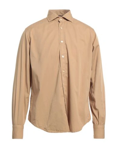 Shop Tintoria Mattei 954 Man Shirt Camel Size 16 ½ Cotton In Beige