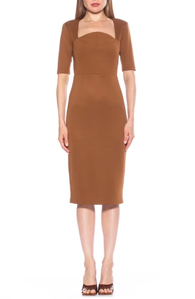 Shop Alexia Admor Freya Sheath Midi Dress In Brown