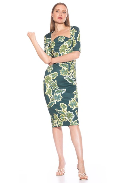 Shop Alexia Admor Freya Sheath Midi Dress In Emerald Multi