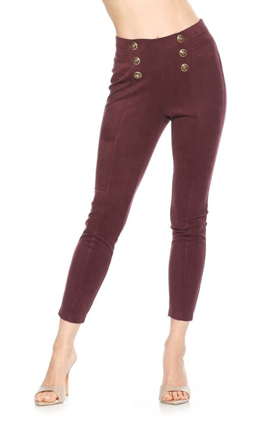 Alexia Admor Feyja Faux Suede Leggings In Burgundy