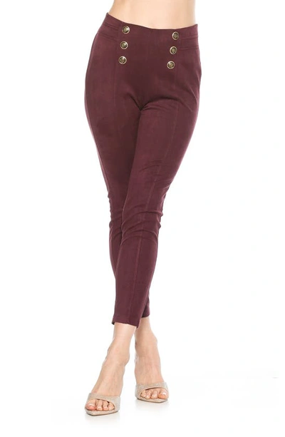 Alexia Admor Feyja Faux Suede Leggings In Burgundy