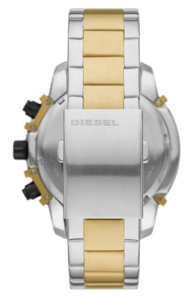 Shop Diesel Griffed Chronograph Two Tone Bracelet Watch, 48mm In Tri-tone
