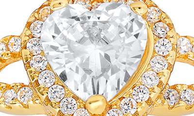Queen Jewels Heart Halo Cz Ring In Gold