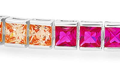 Queen Jewels Rainbow Cz Tennis Bracelet In Silver