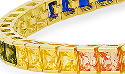 Queen Jewels Rainbow Cz Tennis Bracelet In Gold