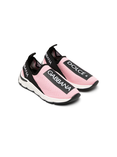 Shop Dolce & Gabbana Pink Sorrento Mesh Sneakers