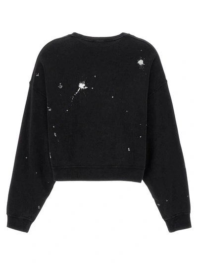Shop R13 ' Stamp' Cropped Sweatshirt In White/black