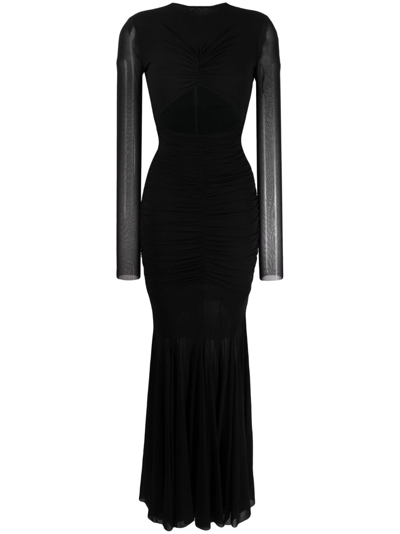Shop Philosophy Di Lorenzo Serafini Ruched Cut-out Maxi Dress In Black