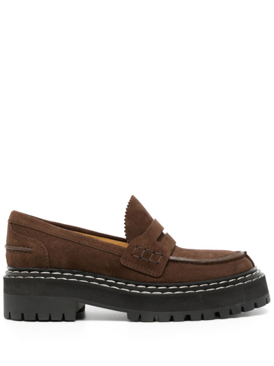 Shop Proenza Schouler Lug-sole Platform Leather Loafers In Brown