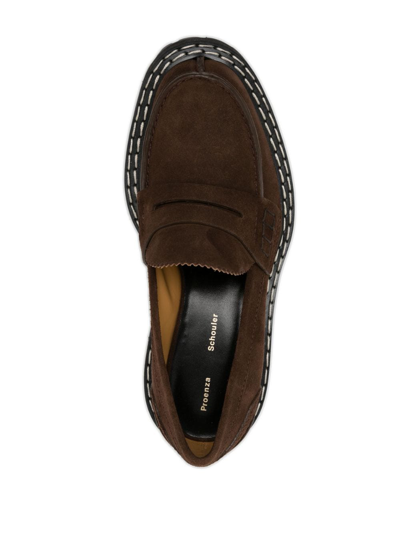 Shop Proenza Schouler Lug-sole Platform Leather Loafers In Brown