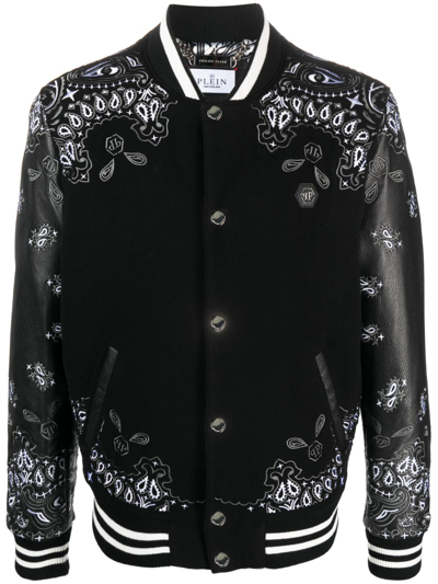 Shop Philipp Plein Paisley-print Bomber Jacket In Black