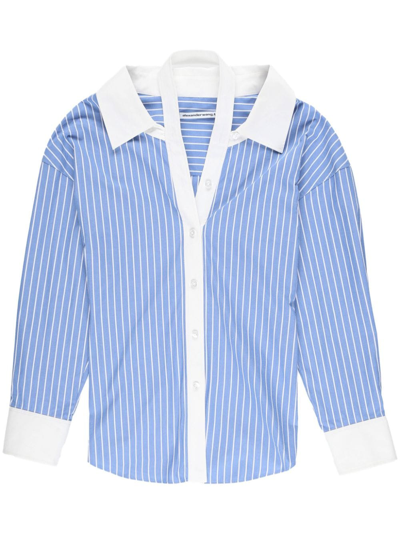 Shop Alexander Wang Stripe-print Button-down Shirt In Blue