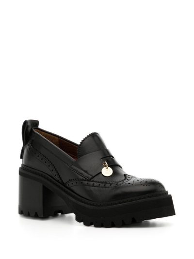 Shop See By Chloé Aryel 70mm Logo-charm Loafers In Black