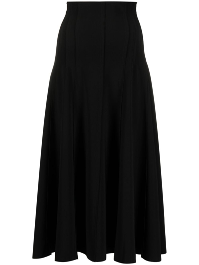 Shop Norma Kamali Grace A-line Midi Skirt In Black