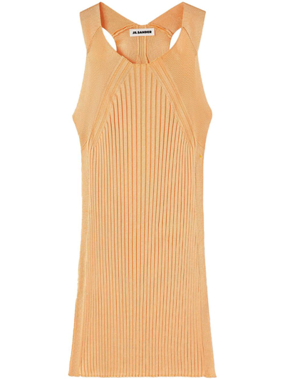 Shop Jil Sander Ribbed-knit Sleeveless Blouse In Orange