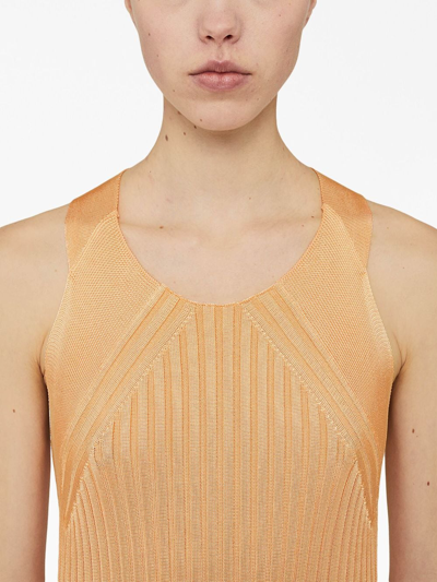 Shop Jil Sander Ribbed-knit Sleeveless Blouse In Orange