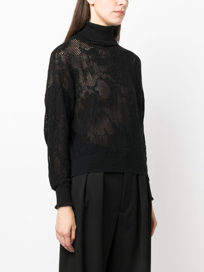 Shop Twinset Roll-neck Knitted Top In Black