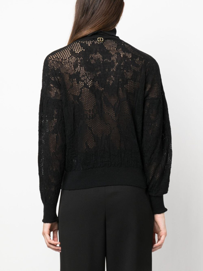 Twinset Roll-neck Knitted Top In Black
