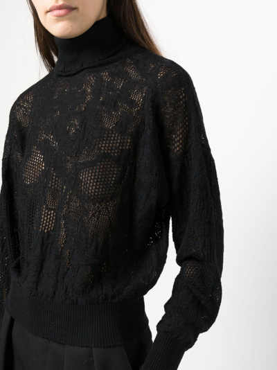 Twinset Roll-neck Knitted Top In Black